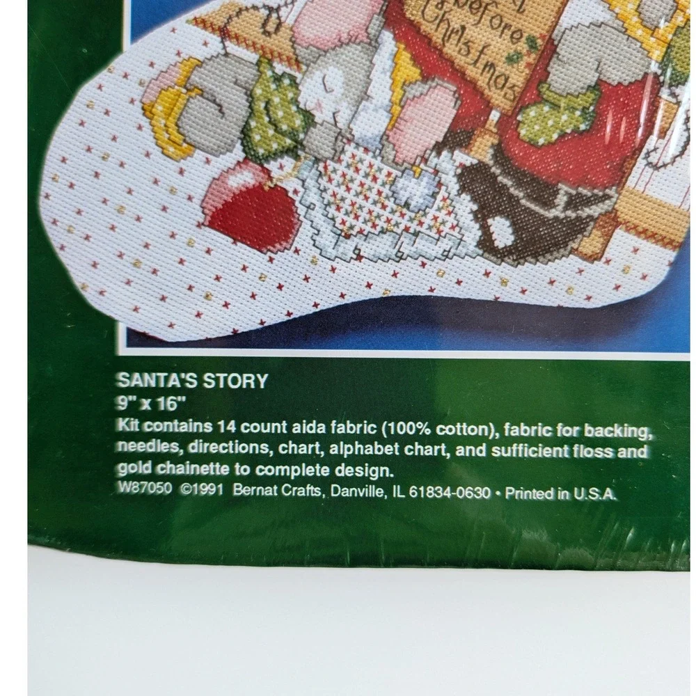 Bernat Santa's Story Counted Cross Stitch Stocking Kit 95-8705-00 Vintage 1991
